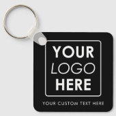 Aangepaste zakelijke Logo & tekst zwart wit Sleutelhanger (Voorkant)