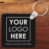 Aangepaste zakelijke Logo & tekst zwart wit Sleutelhanger (Achterkant)