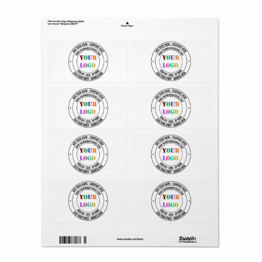 Aangepaste zakelijke Logo Tekstnaam Info Adreslabe Etiket (Full Sheet)