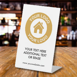 Aangepaste zakelijke Logo Website voetafdruk Reclamebord Met Voetstuk