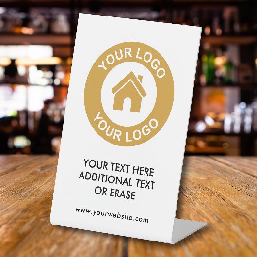 Aangepaste zakelijke Logo Website voetafdruk Reclamebord Met Voetstuk