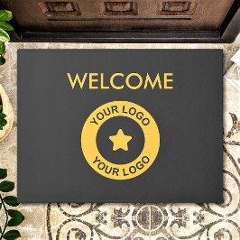 Aangepaste zakelijke Logo Welkom grijs en goud Deurmat