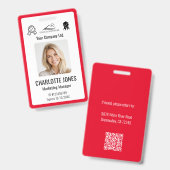 Aangepaste Zakelijke Logo Werknemer QR Code Rode I Badge (Voor- en achterkant)