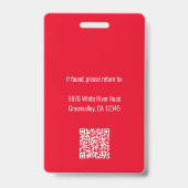 Aangepaste Zakelijke Logo Werknemer QR Code Rode I Badge (Achterkant)