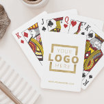 Aangepaste zakelijke Logo - White Gold Pokerkaarten<br><div class="desc">Ga verder dan de gebruikelijke promotiepen of notebooks en geef een aanpasbaar kaartpakket met uw logo en website-URL. Breng merkaanpassing aan het volgende niveau door een achtergrondkleur te selecteren die overeenkomt met uw merkkleur.</div>
