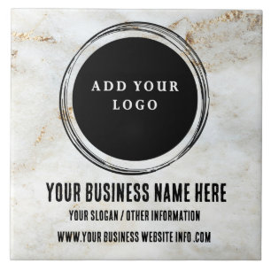 Aangepaste zakelijke Logo, witte en goudmarmer Tegeltje