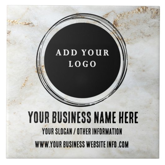 Aangepaste zakelijke Logo, witte en goudmarmer Tegeltje (Voorkant)