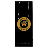 Aangepaste zakelijke Logo zwart Wijn Cadeautas (Achterkant)