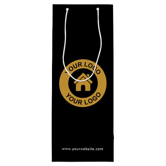 Aangepaste zakelijke Logo zwart Wijn Cadeautas (Achterkant)