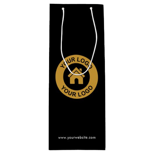 Aangepaste zakelijke Logo zwart Wijn Cadeautas (Voorkant)