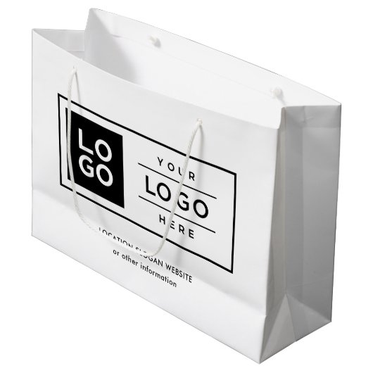 Aangepaste zakelijke Logo zwart-wit Groot Cadeauzakje (Voorkant Gekanteld)