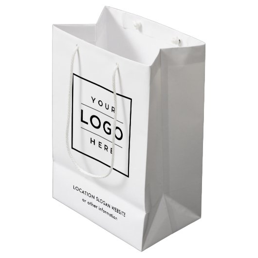 Aangepaste zakelijke Logo zwart-wit Medium Cadeauzakje (Voorkant Gekanteld)