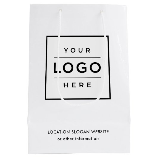 Aangepaste zakelijke Logo zwart-wit Medium Cadeauzakje (Achterkant)
