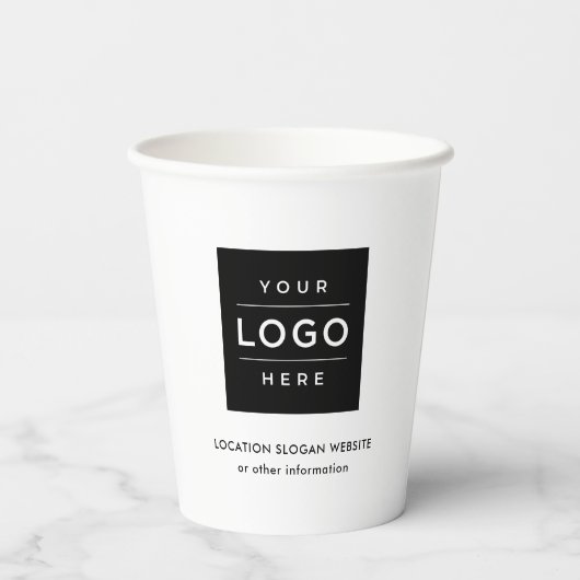 Aangepaste zakelijke Logo zwart-wit Papieren Bekers (Achterkant)