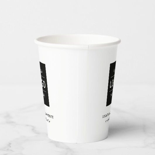 Aangepaste zakelijke Logo zwart-wit Papieren Bekers (Rechts)