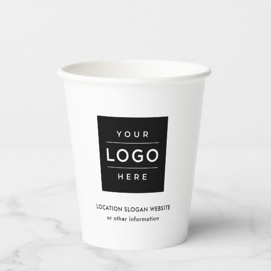 Aangepaste zakelijke Logo zwart-wit Papieren Bekers (Voorkant)