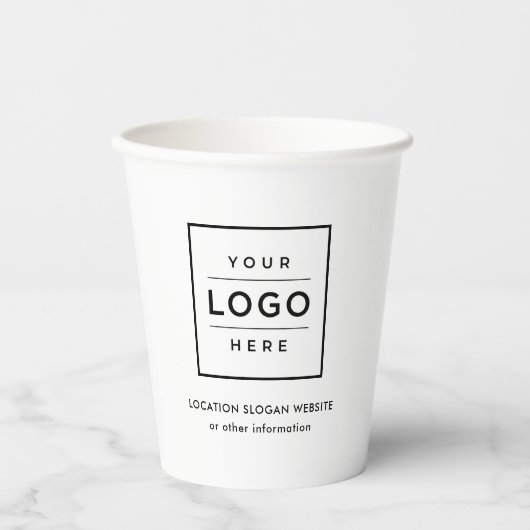 Aangepaste zakelijke Logo zwart-wit Papieren Bekers (Voorkant)
