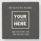 Aangepaste zakelijke Logo zwart-wit Stenen Onderzetter (Voorkant)