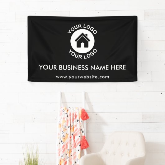 Aangepaste zakelijke Logo - zwarte reclamebanner Spandoek (Insitu)