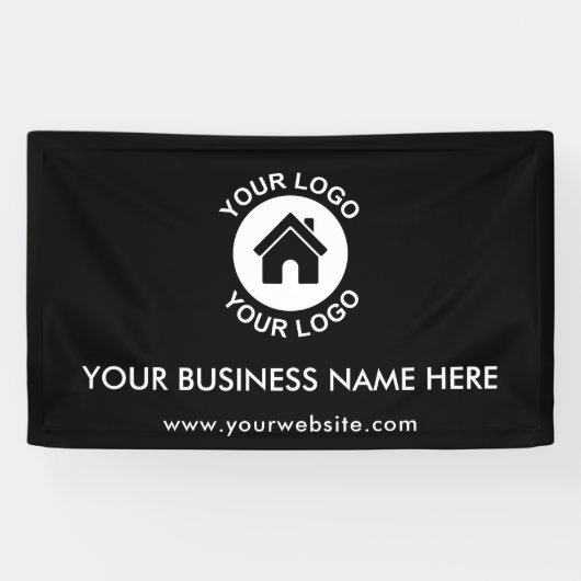 Aangepaste zakelijke Logo - zwarte reclamebanner Spandoek (Horizontaal)