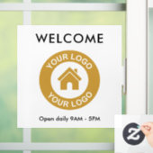 Aangepaste zakelijke logotekst raamsticker (Huis)