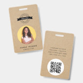 Aangepaste zakelijke medewerker Kaart rustieke amb Badge (Voor- en achterkant)