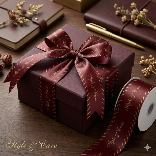 Aangepaste Zakelijke Naam Marron Satijnen Decorati Lint