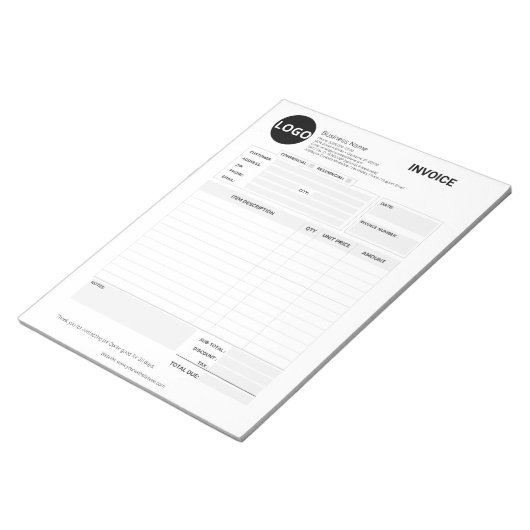 Aangepaste zakelijke offerte en factuurformulier notitieblok (Schuin)