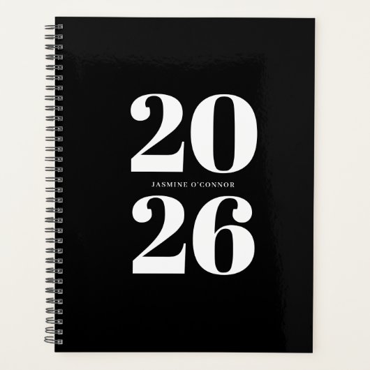 Aangepaste Zakelijke Planner Zwart Witte Organizer (Voorkant)