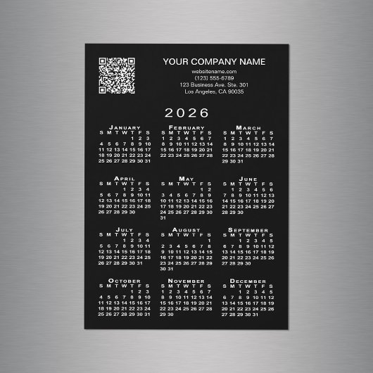 Aangepaste zakelijke QR-code 2026 Agenda Zwarte ma