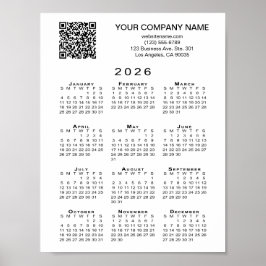 Aangepaste zakelijke QR-code 2026 Kalender Poster