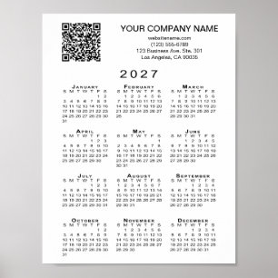 Aangepaste zakelijke QR-code 2027 kalender Poster