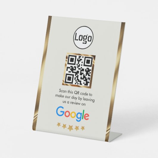 Aangepaste zakelijke QR-code Google Review Reclamebord Met Voetstuk (Voorkant)