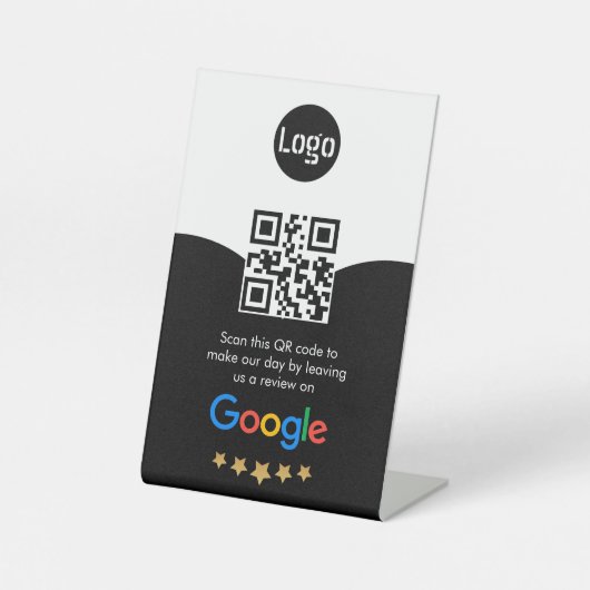 Aangepaste zakelijke QR-code Google Review Reclamebord Met Voetstuk (Voorkant)
