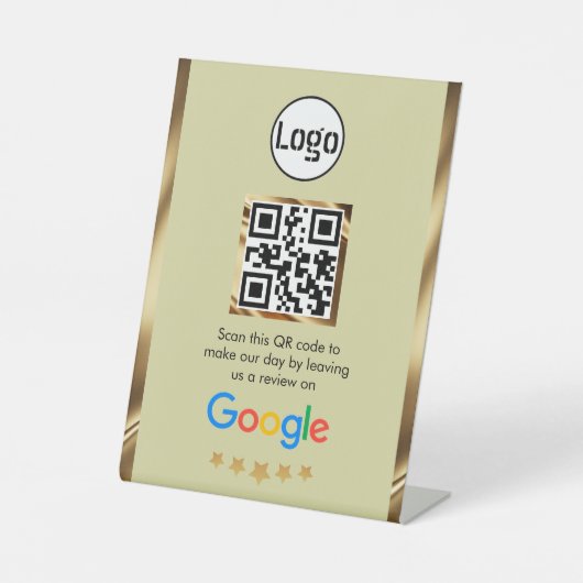 Aangepaste zakelijke QR-code Google Review Reclamebord Met Voetstuk (Voorkant)