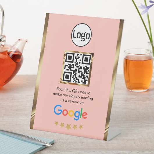Aangepaste zakelijke QR-code Google Review Reclamebord Met Voetstuk (Insitu)
