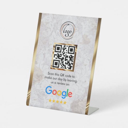 Aangepaste zakelijke QR-code Google Review Reclamebord Met Voetstuk (Voorkant)