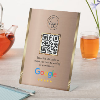 Aangepaste zakelijke QR-code Google Review Reclamebord Met Voetstuk