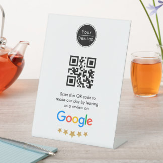 Aangepaste zakelijke QR-code Google Review Reclamebord Met Voetstuk