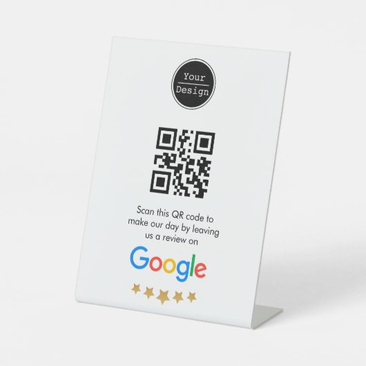 Aangepaste zakelijke QR-code Google Review Reclamebord Met Voetstuk (Voorkant)