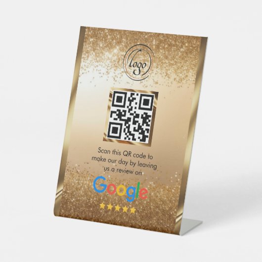 Aangepaste zakelijke QR-code Google Review Reclamebord Met Voetstuk (Voorkant)