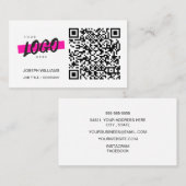 Aangepaste zakelijke QR-code Modern wit, eenvoudig Visitekaartje (Voorkant / Achterkant)