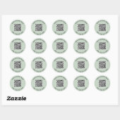 Aangepaste Zakelijke QR Code Sage Groen Ronde Sticker (Vel)