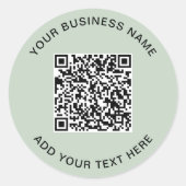 Aangepaste Zakelijke QR Code Sage Groen Ronde Sticker (Voorkant)