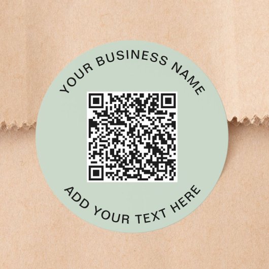 Aangepaste Zakelijke QR Code Sage Groen Ronde Sticker