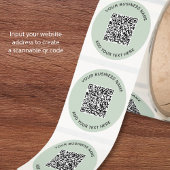 Aangepaste Zakelijke QR Code Sage Groen Ronde Sticker