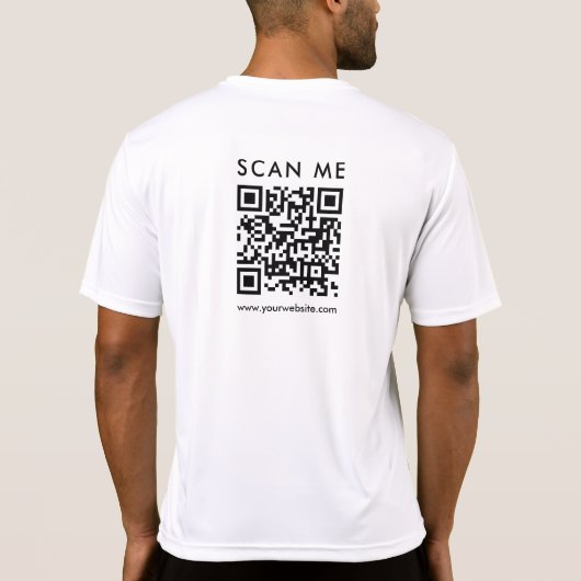 Aangepaste zakelijke QR-code Scan me Mannen achter T-shirt (Achterkant)