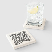 Aangepaste Zakelijke QR Code Sjabloon Elegante Kal Stenen Onderzetter (Zijkant)
