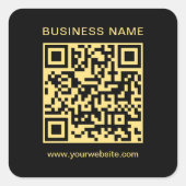 Aangepaste Zakelijke QR Code Sjabloon Zwart & Goud Vierkante Sticker (Voorkant)