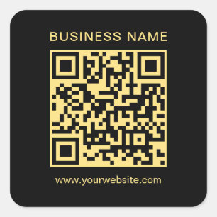 Aangepaste Zakelijke QR Code Sjabloon Zwart & Goud Vierkante Sticker